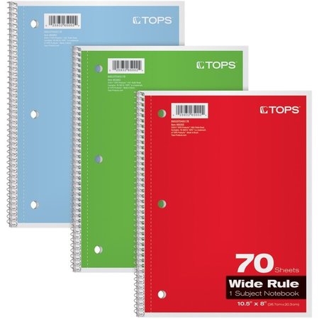 TOPS PRODUCTS TOPS Products TOP65029 Oxford Wide Rule 1-Subject Spiral Notebook - 70 Sheets - Pack of 3 TOP65029